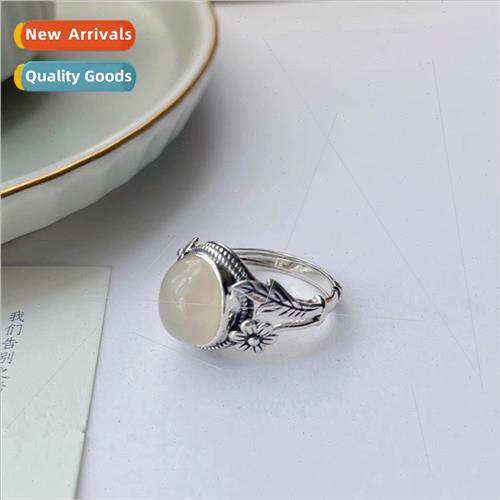 Faux whe chalcedony vintage ring female Thai silver hundred