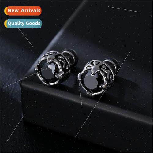 Europe tanium steel crown zirconia earrings men stainless st