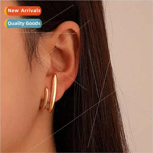metal geometric earrings female ins simple irregular C-shape