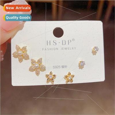 mple Delicate Zirconia Flower Stud Earrings Set Sweet che Fa