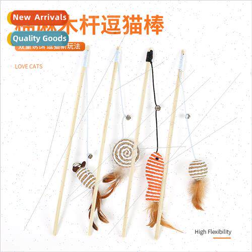 Cat Toys sal Mouse Wooden Pole Tease Cat Stick Handheld Inte