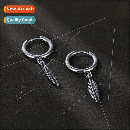 Earrings alloy alloy Europe new ear buckle earrings feather