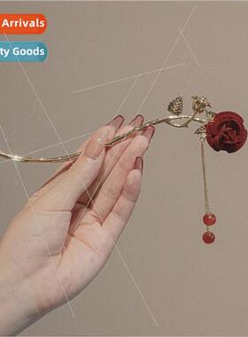 Rose hairpin ancient exquise tassel hairpin retro hanfu acce