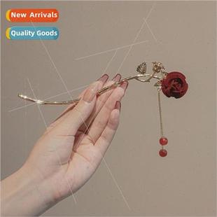 Rose hairpin ancient exquise tassel hairpin retro hanfu acce