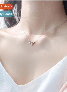 Letter w necklace female simple pendant delicate small Korea