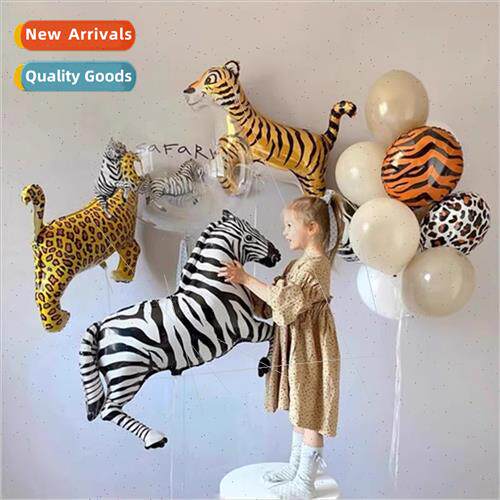 Vintage tiger zebra aluminum film balloon children birthday