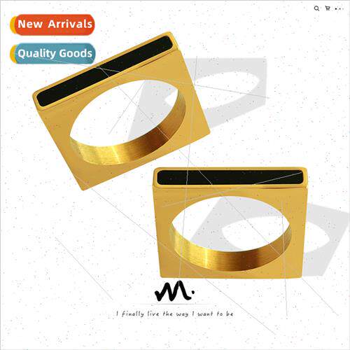 2022 Europe new niche geometric square ring tanium steel gol