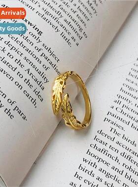 S925 silver ring female Korea retro leaves open ring female