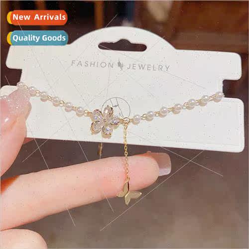 Fashion delicate cute pearl chain flower hanging butterfly b