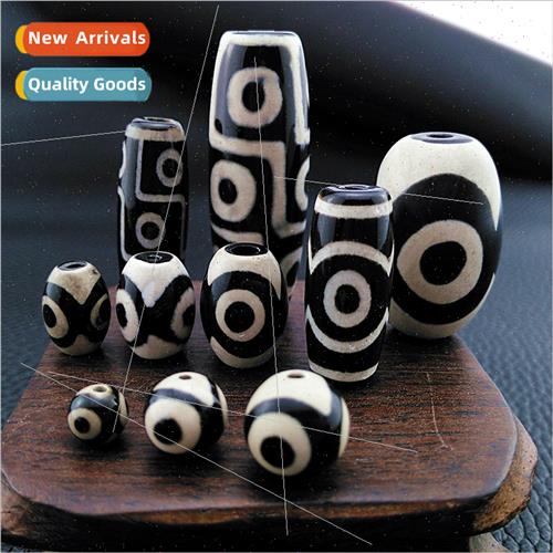Onyx three-eyed nine-eyed dzi DIY star moon Buddha bead stri