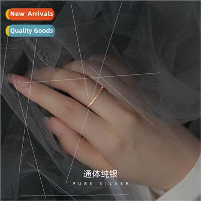 S925 silver Korea opal textured ring female simple niche ope