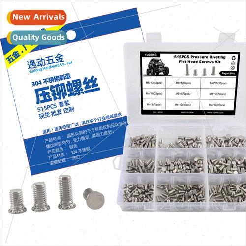515pcs-9 sizes 304 Stainless rivet screws Sheet Metal Pressu