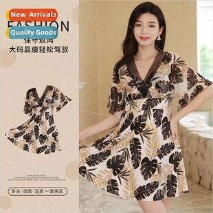One-piece swimsu womens large size fat conservative 180 poun