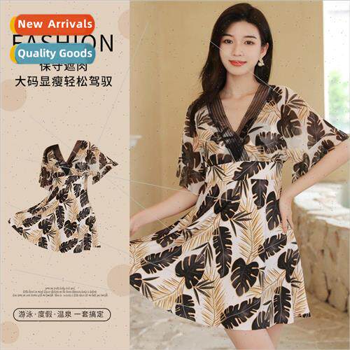 One-piece swimsu womens large size fat conservative 180 poun