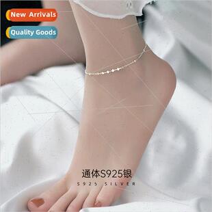 S925 silver heart-shaped pcs anklet simple 2022 new wave lov