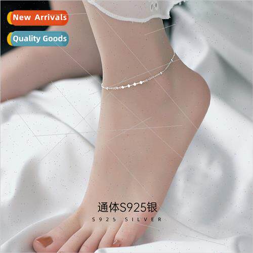 S925 silver heart-shaped pcs anklet simple 2022 new wave lov