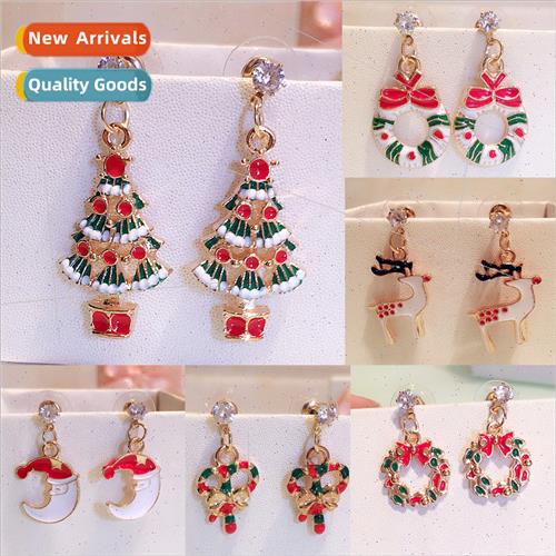 New 925 silver pin diamond Christmas e earrings Korea fashio