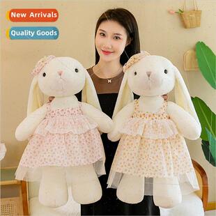 Cute kapok rabb plush toys shredded skirt rabb doll grabber