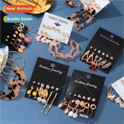 Europe 9 pairs round diamond spiral earrings earring set com