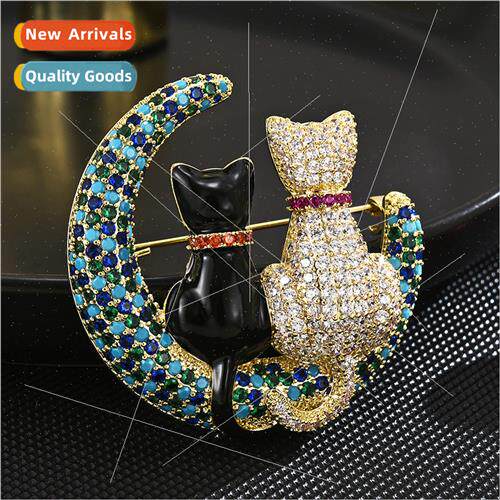 Japan cartoon cat brooch colorful moon cute cat pin buckle c