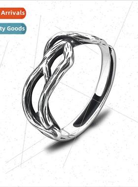 Vintage twig ring men fashion nd anti Thai silver opening si