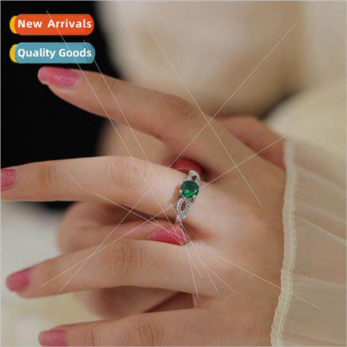 Europe nd simple ins cross emerald green zirconia ring engag