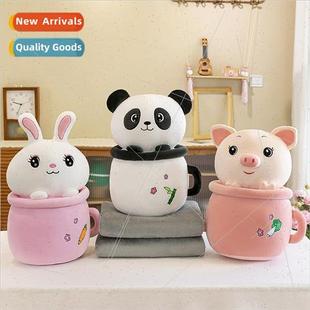 Cartoon air condioning quilt pillow 2 in 1 cute milk tea cup