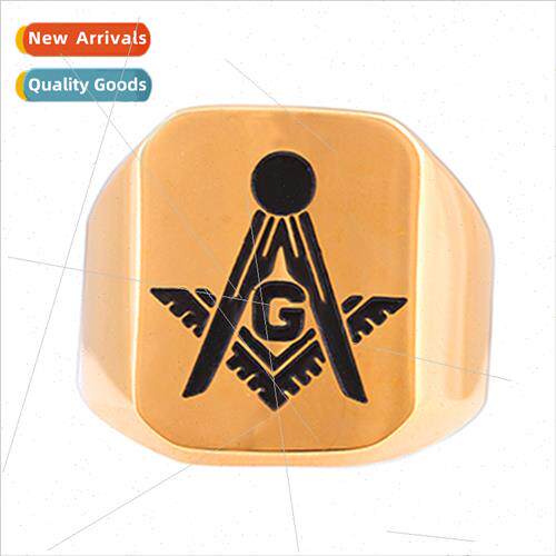 Europe Vintage mple Masonic  304 Ring Men Tanium Steel Ring