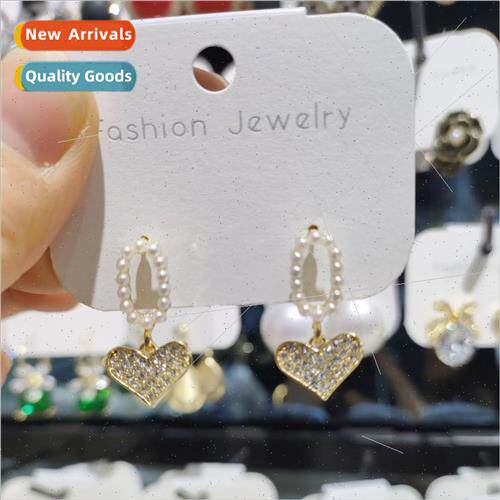 S925 silver needle geometric love earrings earrings pearl ea
