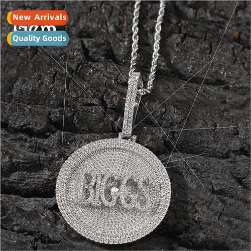 Europe new DIY letter necklace copper inlay zirconia rotatin