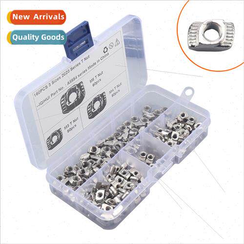 160PCS Assortment 3 sizes Euro T-nuts M3 M4 M5 Nut Blocks