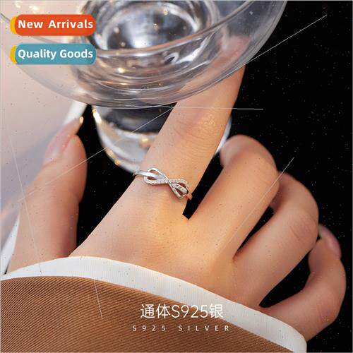 S925 silver simple limless heart ring niche adjustable 8 ope