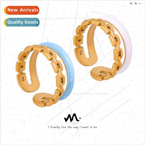 Europe new niche tanium steel gold-plated chain clauses enam
