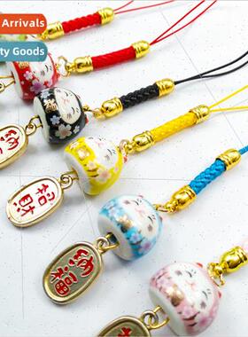 Ceramic Fortune Cat Cell Phone Pendant Fortune Nafu Ceramic