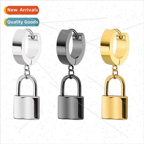 Korea fashion tanium steel lock creative earrings men women