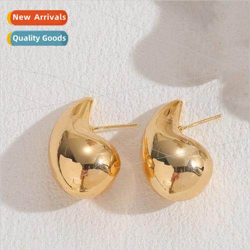 Water drop earrings female metal texture cold wind earrings