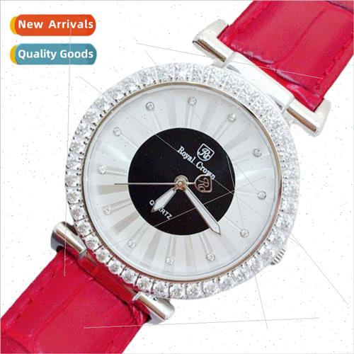 Casual Fashion Zirconia Setting Quartz Women Watch Leather S