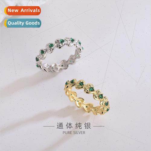 s925 silver wh diamonds heart ring vintage emerald zirconia