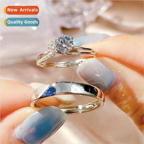 s925 silver couple ring pair niche versatile gift适用girlfri