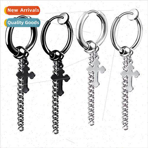 Korea Premium Tassel Chain Earrings Tanium Steel Dangling Ea