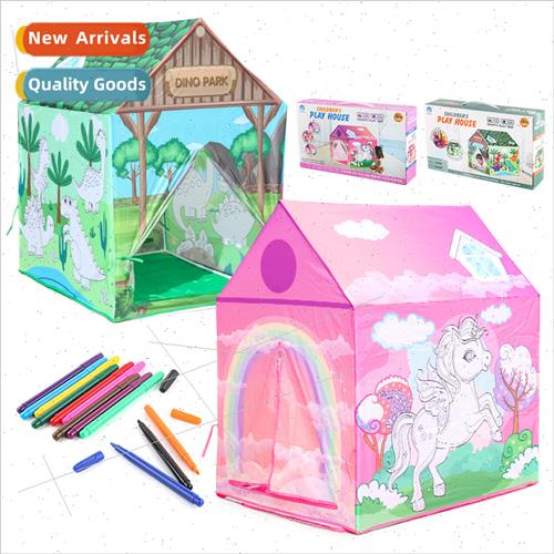 Children Puzzle Doodle DIY Tent Cubic Patchwork Tent Reusabl