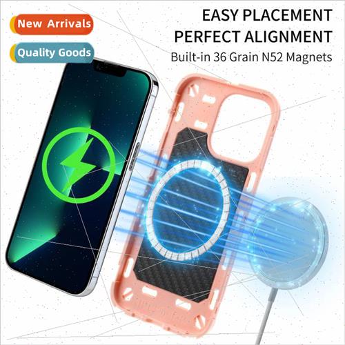 适用13promax magnetic phone case 13 thickened silicone 3 in