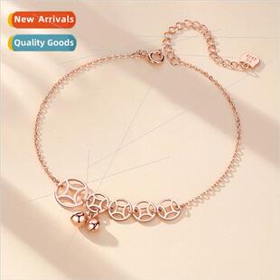 Korea fashion simple coin silver-plated anklet rose gold hip