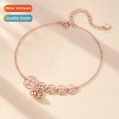 Korea fashion simple coin silver-plated anklet rose gold hip