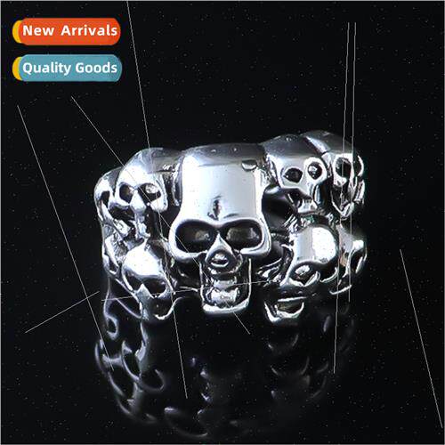 Hip Hop Punk Alloy Skull Frame Ring Set Hipster Vintage Loos