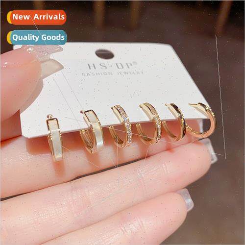 mple sweet niche fashion shell zirconia earring combination