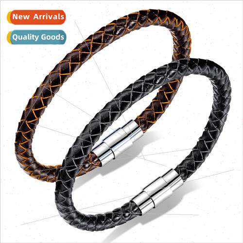 Leather Jewelry Punk Rock Braided Round BMen Leather Bracele