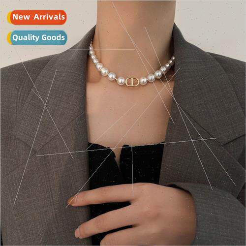 CD pearl necklace women vintage collarbone chain niche neckl