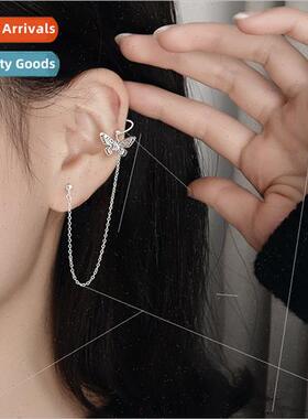 Set zirconia butterfly earrings ins niche ear bone clip earr