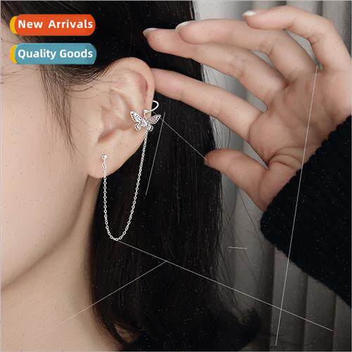 Set zirconia butterfly earrings ins niche ear bone clip earr